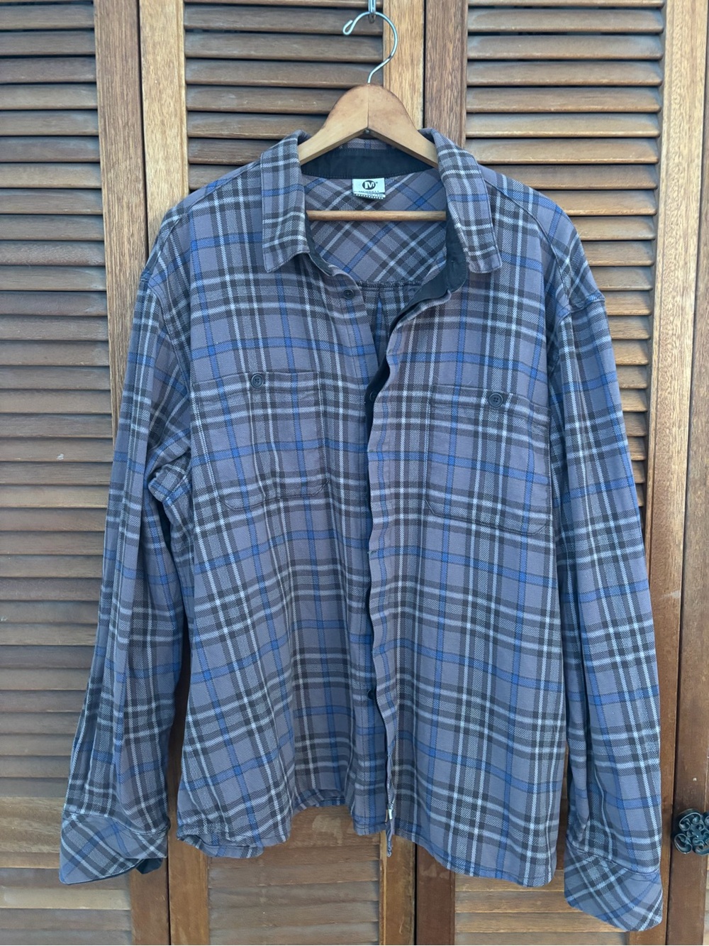 Blue and grey Plaid flannel Button-Up Shirt by Merrel men’s XXL big and tall